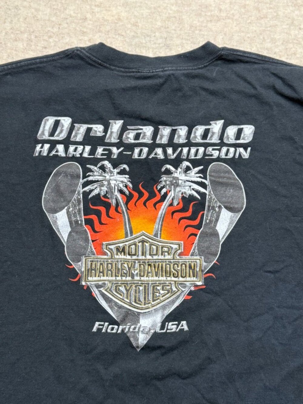 Harley-Davidson Vintage 2002 Orlando Florida Black T-Shirt Moto Motorcycle 2XL